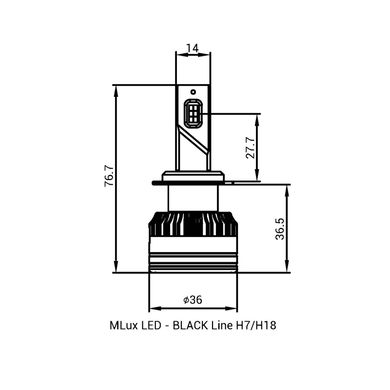 LED автолампи MLux Black Line H7/H18 55 Вт 5000