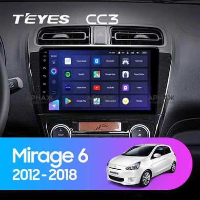 Штатная магнитола Teyes CC3 4+64 Gb Mitsubishi Mirage 6 2012-2018 9"