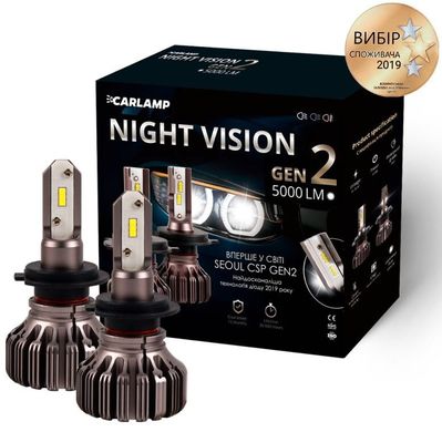 Світлодіодні автолампи Carlamp Night Vision Gen2 H7 5500K 5000 Lm