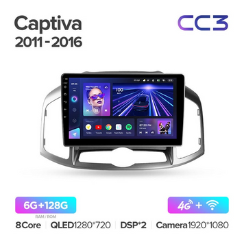 Штатная магнитола Teyes CC3 6GB+128GB 4G+WiFi Chevrolet Captiva 1 (2011-2016)