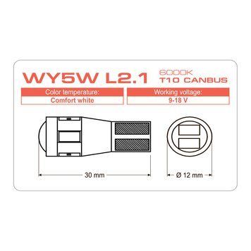 Led автолампы AMS LONGLIFE WY5W L2.1 T10 CANBUS 6000K (180&deg;)