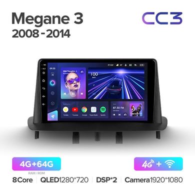 Штатная магнитола Teyes CC3 4GB+64GB 4G+WiFi Renault Megane 3 (2008-2014)