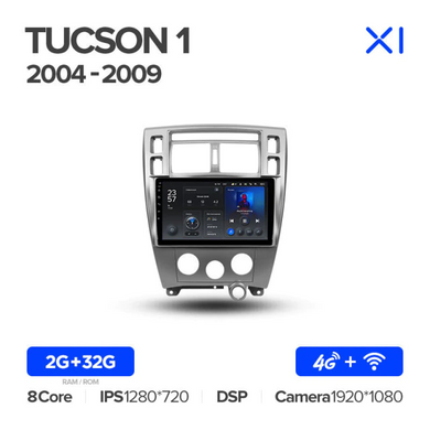 Штатна магнітола Teyes X1 2+32Gb Hyundai Tucson 1 2004-2009 10"