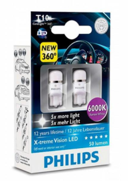 Автолампы Philips T10 X-Treme Vision LED. 6000K 127996000KX2