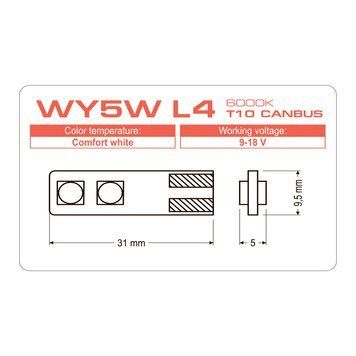 Led автолампы AMS LONGLIFE WY5W L4 T10 CANBUS 6000K