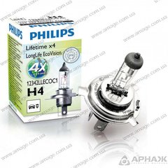 Лампа галогенна Philips H4 LongLife EcoVision 12342LLECOC1