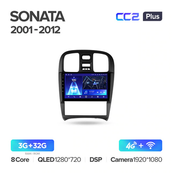 Штатная магнитола Teyes CC3 6+128 Gb 360&deg; Hyundai Sonata EF 2001-2012 9"
