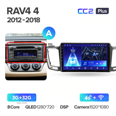 Штатна магнітола Teyes CC2 Plus 3GB+32GB 4G+WiFi Toyota RAV 4 (2012-2018)