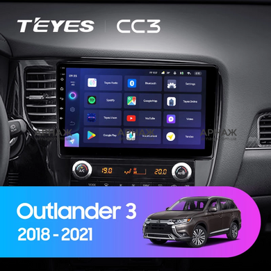 Штатна магнітола Teyes CC3 6+128 Gb 360&deg; Mitsubishi Outlander 3 III GF0W GF0W GG0W 2018 - 2021 (B) 10"