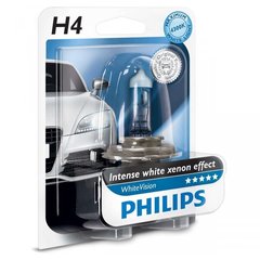 Автолампы Philips H4 WhiteVision +60% 4300K 12342WHVB1