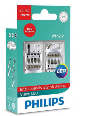 Габарит LED Philips W21 RED 12V 12838REDX2