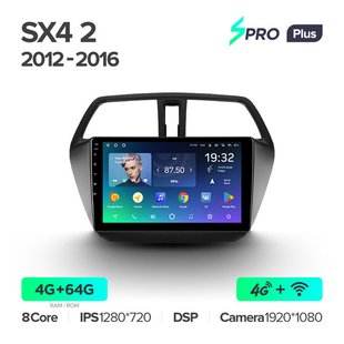 Штатная магнитола Teyes sPRO Plus 4GB+64GB 4G+WiFi Suzuki SX4 (2012-2016)