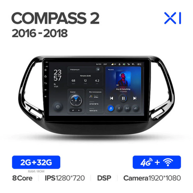 Штатна магнітола Teyes X1 2+32Gb Jeep Compass 2 MP 2016-2018 10"