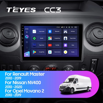 Штатная магнитола Teyes CC3 2K 4+32 Gb Renault Master For Nissan NV400 For Opel Movano 2 10"