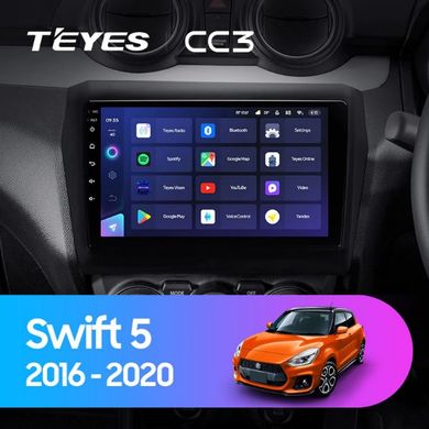 Штатна магнітола Teyes CC3 6+128 Gb 360° Suzuki Swift 5 2016-2020 9"