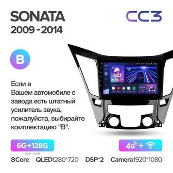 Штатная магнитола Teyes CC3 6+128 Gb 360&deg; Hyundai Sonata 6 YF 2009-2014 (B) 9"