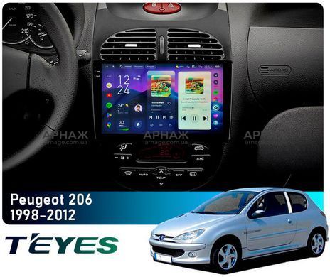 Штатна магнітола Teyes CC4 Pro 2K 8+128 Gb Peugeot 206 1998-2012 9" (L1)