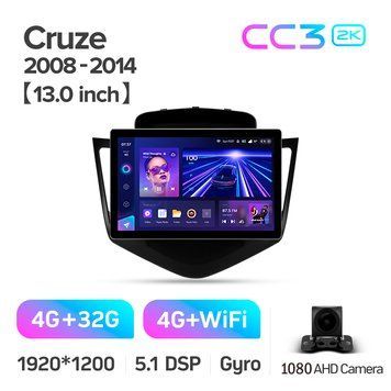 Штатна магнітола Teyes CC3 2K 4+32 Gb Chevrolet Cruze J300 2008-2014 13"
