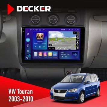 Штатна магнітола DECKER Volkswagen Touran 2003-2010 Black Climate D10-005 4x64. DSP. 360. 4G. 2k