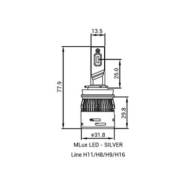 LED автолампы MLux Silver Line H11/H8/H9/H16 28 Вт 5000