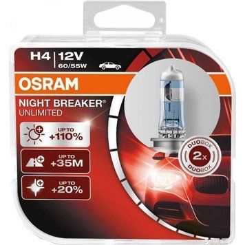 Автолампа Osram 64193NBU NightBreakerUnlimited +110% H4 60/55W 12V P43T 10X2 HardDuopet