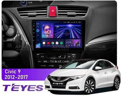 Штатная магнитола Teyes CC3 6+128 Gb Honda Civic 9 FK FB 2012-2017 9" (L2)
