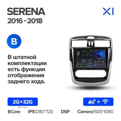 Штатна магнітола Teyes X1 2+32Gb Nissan Serena 2016-2019 9"