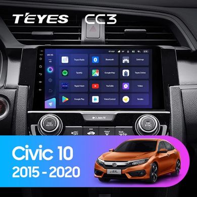 Штатна магнітола Teyes CC3 6+128 Gb 360° Honda Civic 10 FC FK 2015-2020 9"