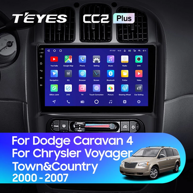 Штатна магнітола Teyes CC2 PLUS 4+64 Gb Dodge Caravan 4 For Chrysler Voyager RG RS For Town & Country RS 2000-2007 10"
