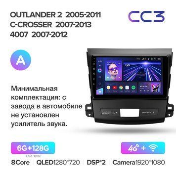 Штатна магнітола Teyes CC3 6GB+128GB 4G+WiFi Peugeot 4007 (2007-2012)