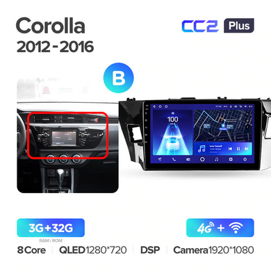 Штатна магнітола Teyes CC2 Plus 3GB+32GB 4G+WiFi Toyota Corolla (2012-2016)