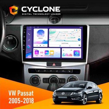 Штатна магнітола CYCLONE VW Passat (B6 B7) 2005-2014 CC 2012-2018 Black C10-011 4x64 DSP