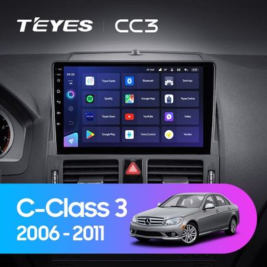 Штатна магнітола Teyes CC3 6+128 Gb 360° Mercedes Benz C Class 3 W204 S204 2006-2011 9"