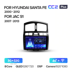 Штатна магнітола Teyes CC2 Plus 3GB+32GB 4G+WiFi Hyundai Santa Fe (2000-2012)