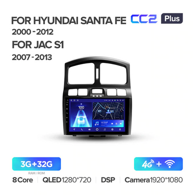 Teyes CC2 Plus 3GB+32GB 4G+WiFi Hyundai Santa Fe (2000-2012)
