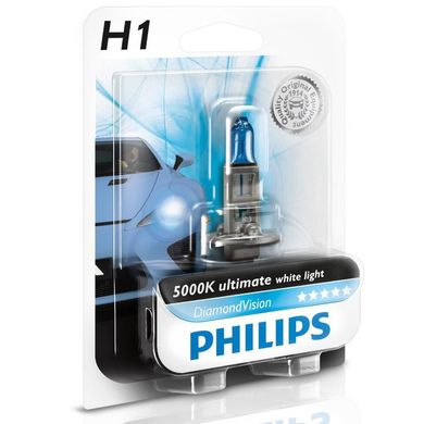 Лампа галогенная Philips H1 Diamond Vision 5000K 12258DVB1