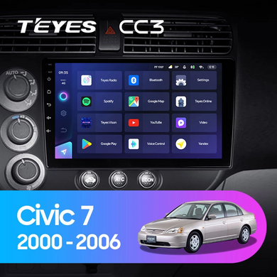 Штатна магнітола Teyes CC3 4+64 Gb Honda Civic 7 2000-2006 9"