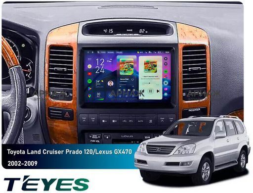 Штатна магнітола Teyes CC4 2K 8+128 Gb Toyota Land Cruiser Prado 120 Lexus GX470 GX 470 J120 2002-2009 9" (L3)