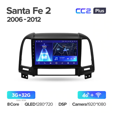 Штатна магнітола Teyes CC2 Plus 3GB+32GB 4G+WiFi Hyundai Santa Fe (2006-2012)