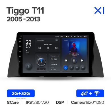 Штатна магнітола Teyes X1 2+32Gb Chery Tiggo T11 1 2005 - 2013 9"