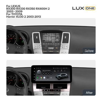 Штатна магнітола Teyes LUX ONE 6+128 Gb Lexus RX300 RX330 RX350 RX400H II 2 2003-2009 For Toyota Harrier XU30 II 2 2003-201