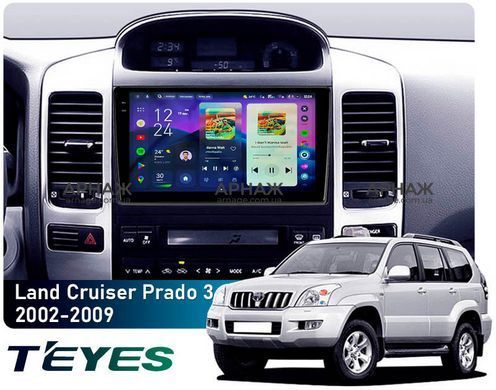 Штатная магнитола Teyes CC4 2K 8+128 Gb Toyota Land Cruiser Prado 120 3 III Lexus GX470 GX 470 J120 2002-2009 (F1) (A) 9"