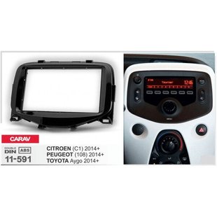 Рамка перехідна Carav 11-591 PEUGEOT (108) 2014 + / TOYOTA Aygo 2014+ / CITROEN C1 2014+) 2DIN