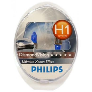 Лампа галогенная Philips H1 Diamond Vision 5000K 12258DVS2