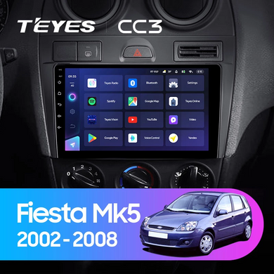 Штатна магнітола Teyes CC3 6+128 Gb 360° Ford Fiesta Mk VI 5 Mk5 2002 - 2008 9"