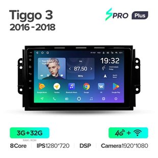 Штатная магнитола Teyes sPRO Plus 3GB+32GB 4G+WiFi Chery Tiggo 3 (2014-2015)