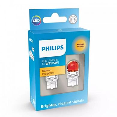 LED автолампи Philips 11066AU60X2 W21/5W LED Ultinon Pro6000 SI 12V 2.5/0.5 W3x16q amber