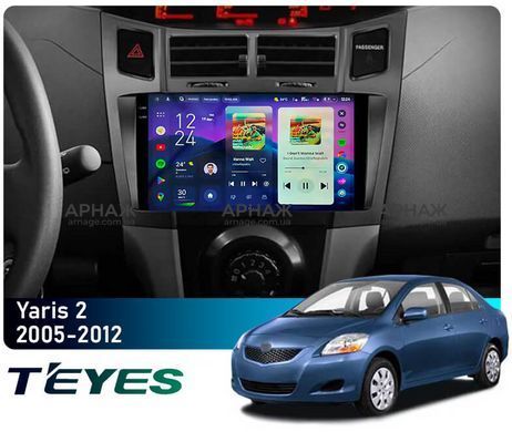 Штатна магнітола Teyes CC4 Pro 2K 12+256 Gb Toyota Yaris 2 XP90 2005-2012 (F2) 9"