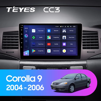 Штатная магнитола Teyes CC3 2K 6+128 Gb Toyota Corolla 9 E120 2004-2006 9"